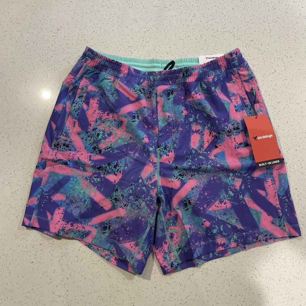 Birddogs Built-In Liner Shorts 9" Men's Sz XL Golf Beach Multicolor NWT
